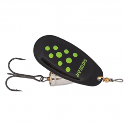 Блесна SIBBEAR вращающаяся Commeto №1 L  40 мм, W  4.0 гр, C  Black with Shartreuse Dots
