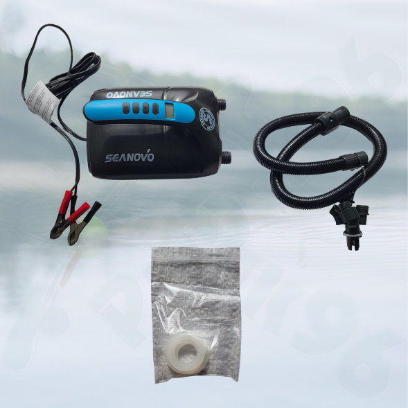 Насос электрический двухступенчатый HT-888 Seanovo для лодок ПВХ, сабов, матрасов, палаток 0,34-1,38 атм крокодил