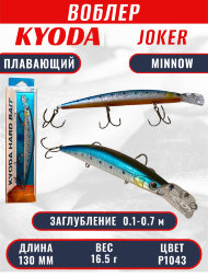 Воблер KYODA Joker Minnow-130F длина 13,0 см вес 16,5 гр цвет P1043 заглубление 0,1-0,7 м
